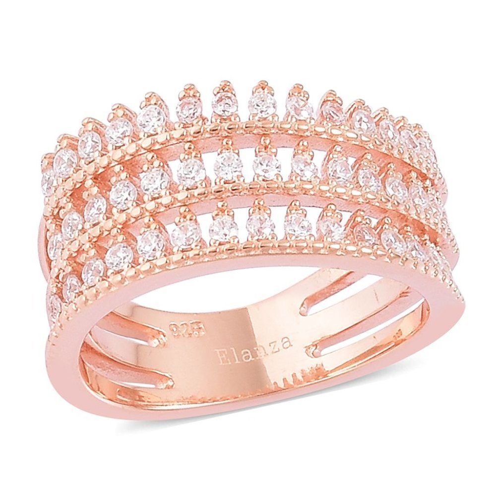ELANZA Simulated White Diamond Ring Triple Row